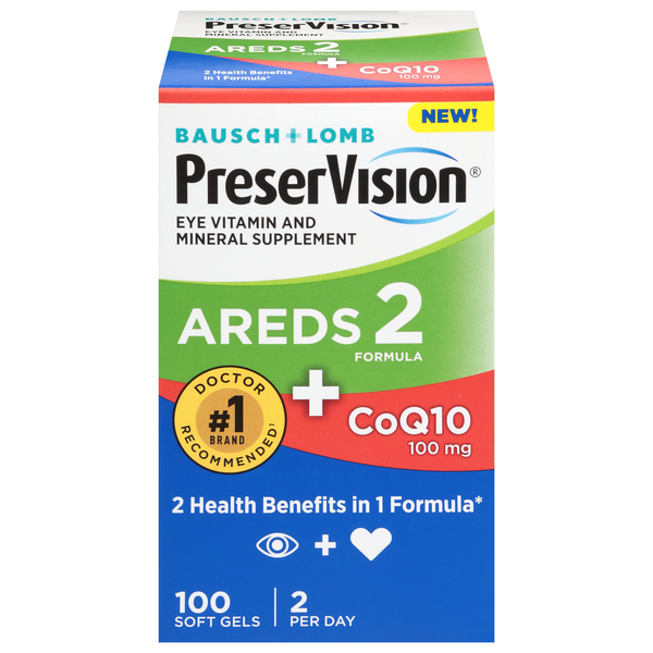 PreserVision AREDS2 + CoQ10 Eye Vitamin & Mineral Supplement Soft Gels