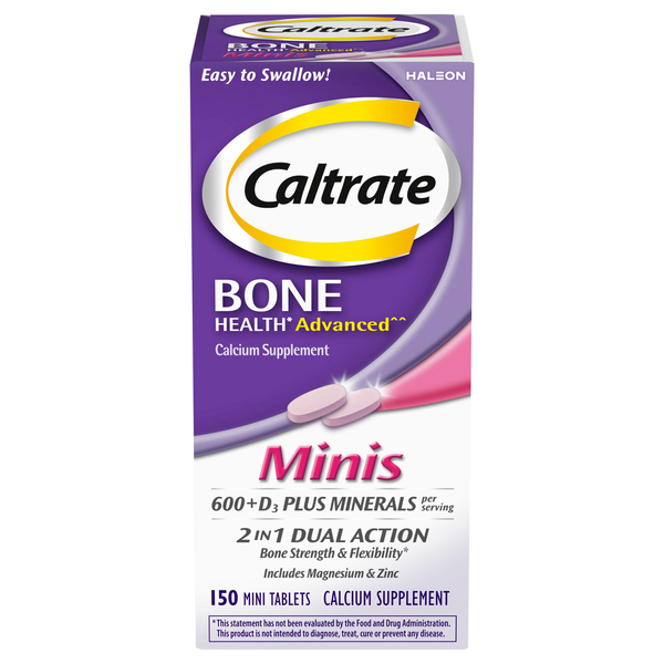 Caltrate Bone Minis 600+D3 Calcium Plus Minerals Supplement Tablets