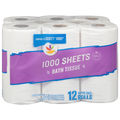 Giant 1000 Sheets 1-Ply Toilet Paper Unscented -12 ct