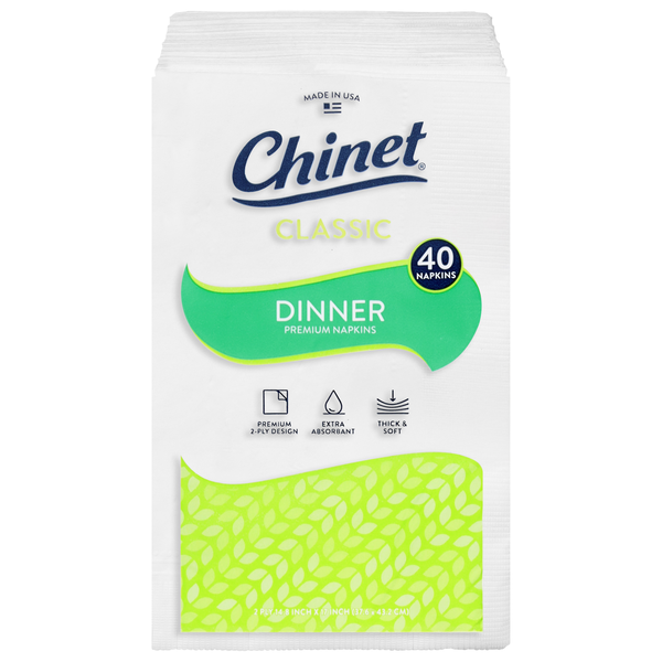 Chinet Premium Dinner Napkins 2-Ply Classic White