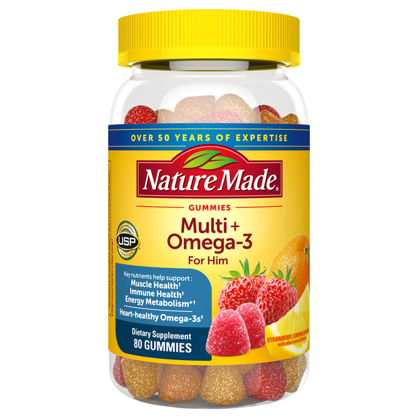 Nature Made Multi for Him + Omega-3s Strawberry Lemon & Orange Gummies