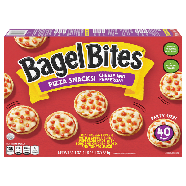 Bagel Bites Cheese & Pepperoni Mini Pizza Snacks - 40 ct Frozen