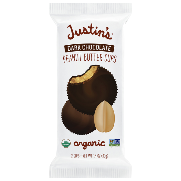 Justin's Organic Dark Chocolate Peanut Butter Cups Candy - 2 ct