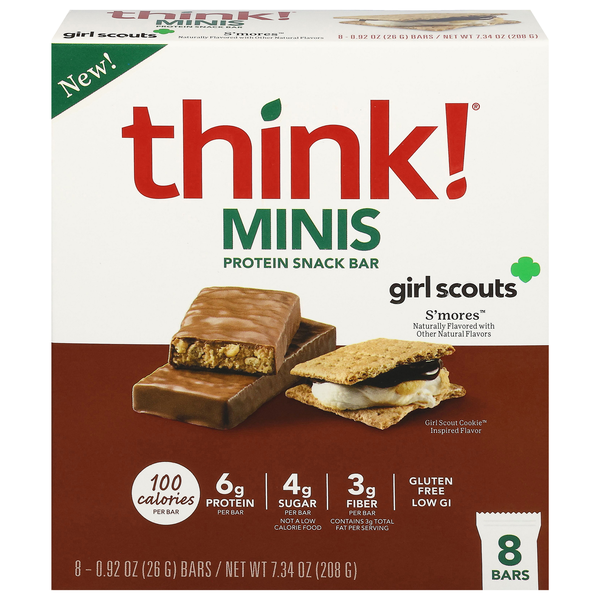 think! Minis Girl Scouts S'mores 6g Protein Snack Bar - 8 ct