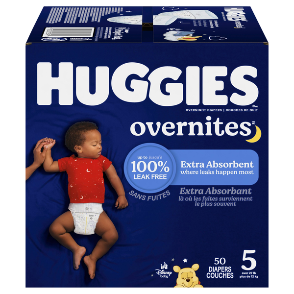 Huggies Overnites Size 5 Baby Diapers 27+ lb