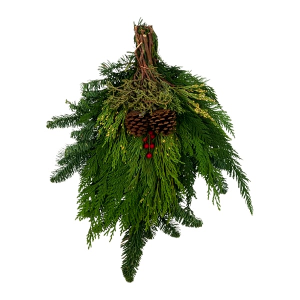 Holiday Evergreen Mix Door Swag 22 Inch