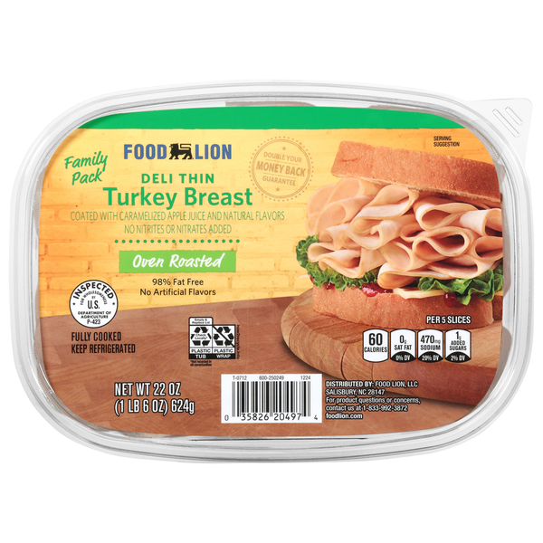 Food Lion Deli Thin Oven Roasted Turkey Breast Sliced Family Pack