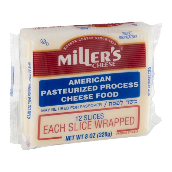Save on Miller's American Cheese Food White Kosher Slices 12 ct Order