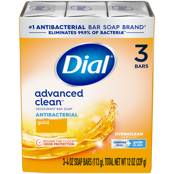Dial Advanced Clean Gold Antibacterial Deodorant Soap Bars - 3 ct
