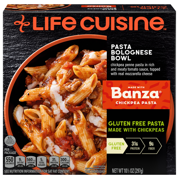 Save on Life Cuisine Pasta Bolognese Bowl with Banza Chickpea Pasta