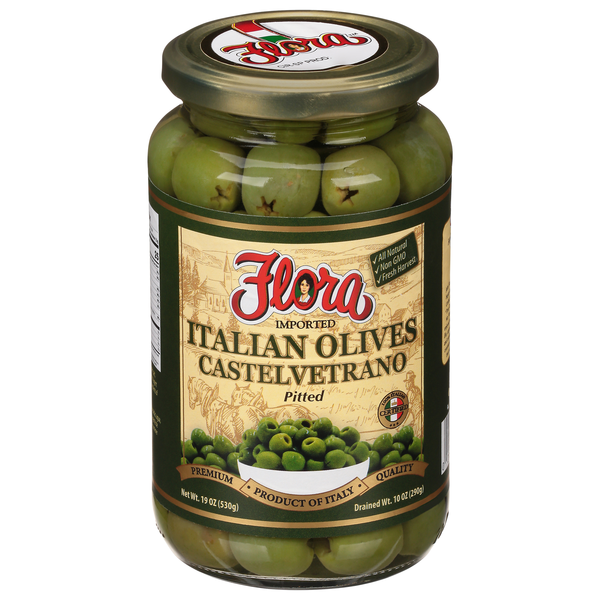 Flora Imported Italian Castelvetrano Pitted Olives