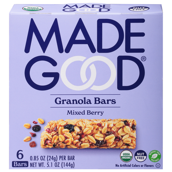Made Good Organic Gluten & Nut Free Mixed Berry Granola Bars - 6 ct