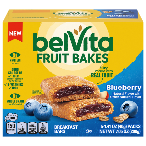 belVita Fruit Bakes Blueberry Soft Baked Breakfast Bars - 5 ct