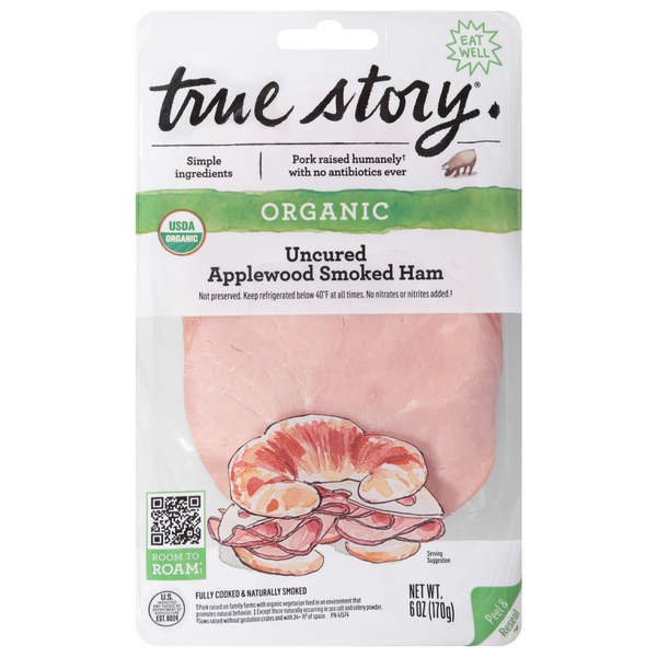 True Story Organic Uncured Applewood Smoked Ham Sliced