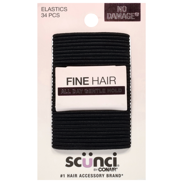Scunci No Damage Gentle Hold Fine Hair Elastics Black