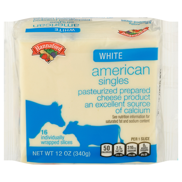 Hannaford Singles White American Cheese Slices - 16 ct
