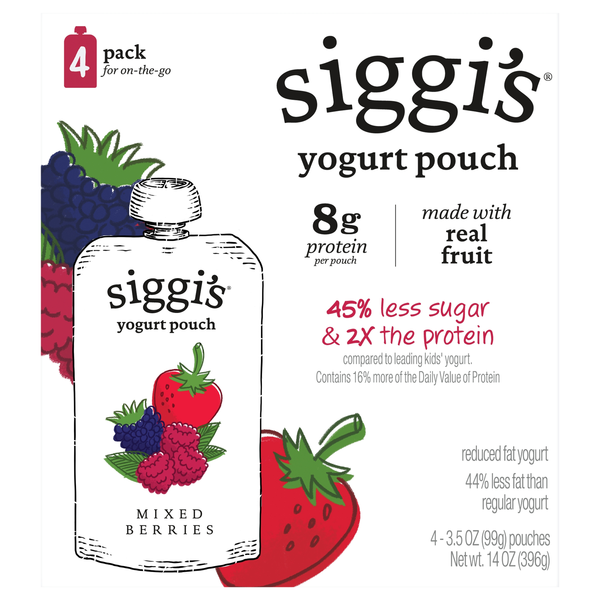 Siggi's Kids Low Fat Mixed Berries Yogurt Pouch - 4 ct