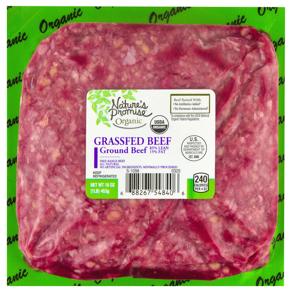 Nature's Promise Organic Grass-fed 85% Lean 15% Fat Ground Beef Fresh