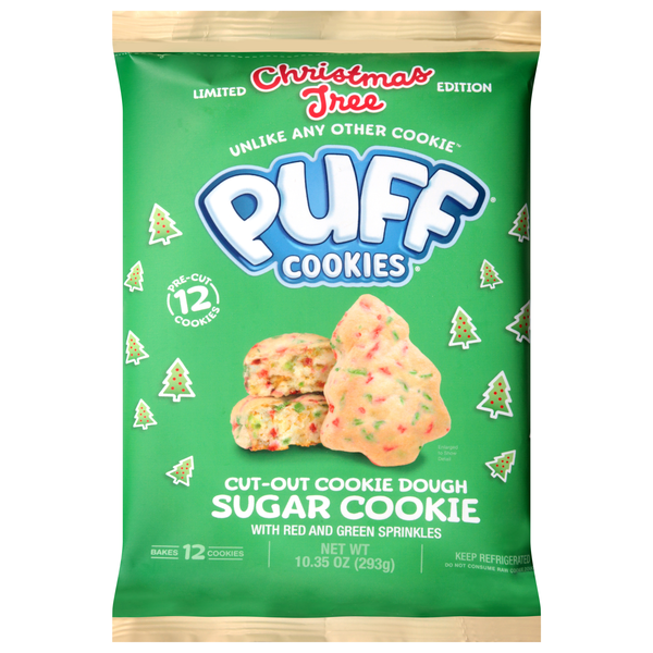 Puff Christmas Trees Cut Out Sugar Cookie Dough - 12 ct