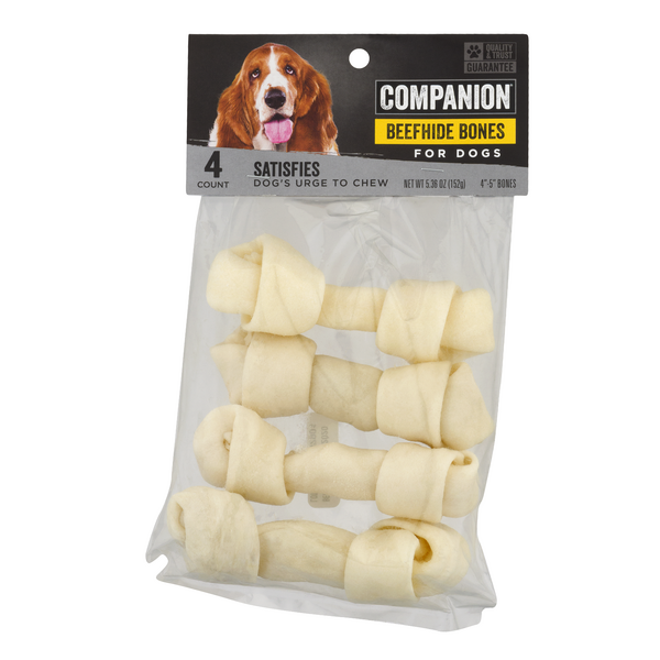 Companion Beefhide Dog Bones 4-5 Inch - 4 ct