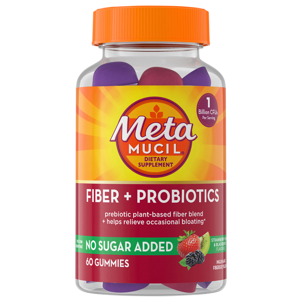 MetaMucil Fiber + Probiotics Strawberry Kiwi Blackberry Gummies