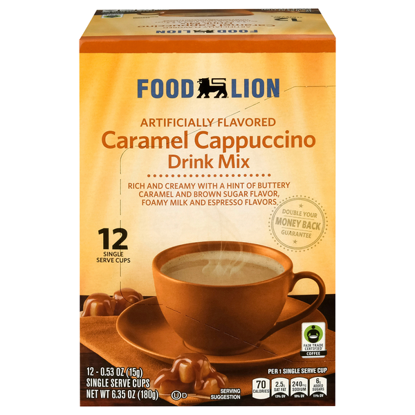 Food Lion Caramel Cappuccino Drink Mix Single Serve Cups