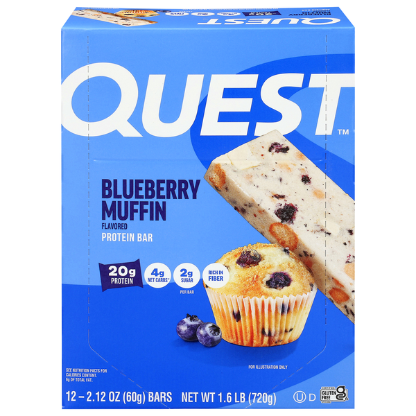 Quest Keto Friendly Blueberry Muffin 21g Protein Bars - 12 ct