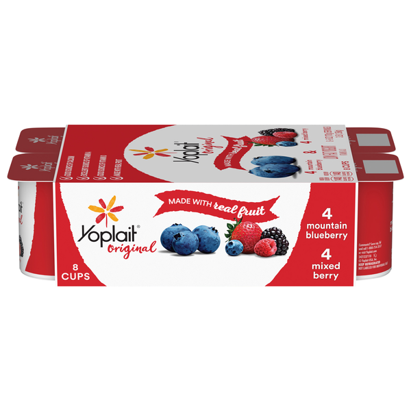 Yoplait Original Low Fat Mountain Blueberry & Mixed Berry Yogurt Cup 8 ct