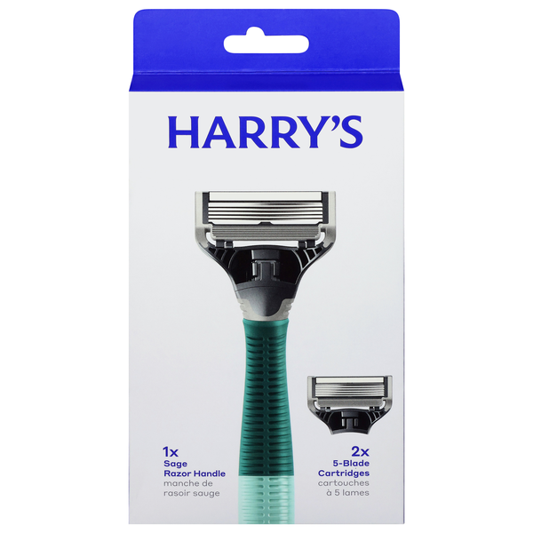 Harry's Mens 5 Blade Razor & 2 Refills Tropical Green Handle