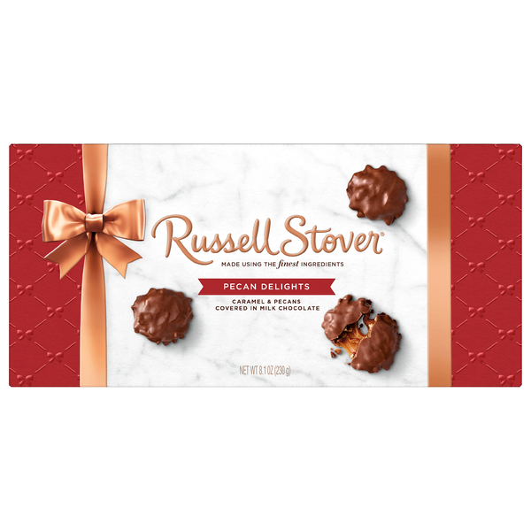Russell Stover Pecan Delights Caramel & Milk Chocolate Candy Gift Box