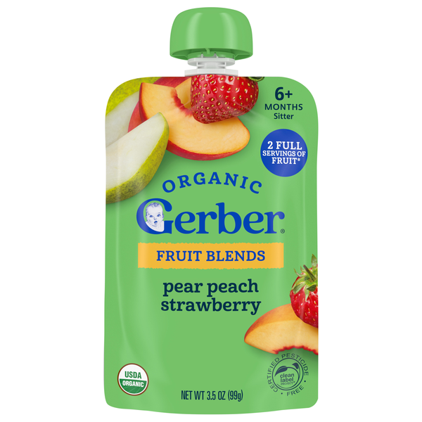 Gerber Organic 2nd Baby Food Pear Peach Strawberry