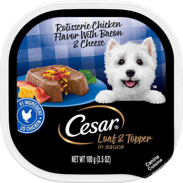CESAR Loaf & Topper Rotisserie Chicken w/Bacon & Cheese Adult Wet Dog Food