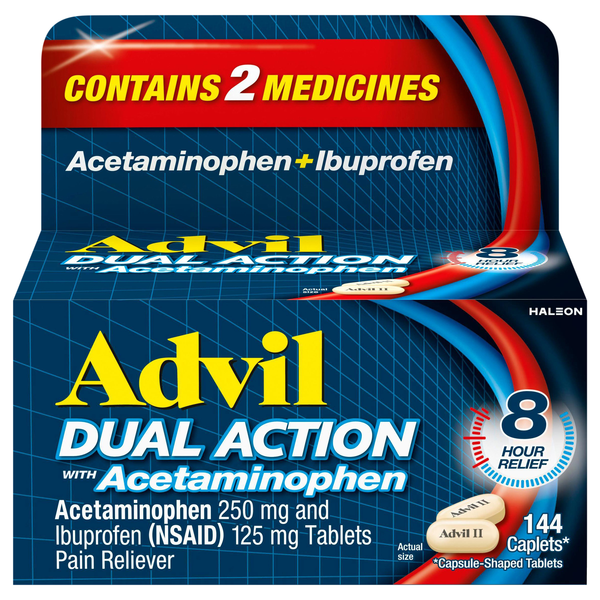 Advil Dual Action Acetaminophen + Ibuprofen Pain Relief Caplets