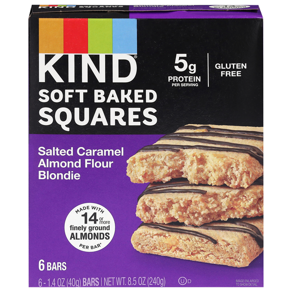 KIND Soft Baked Squares Salted Caramel Almond Flour Blondie 5g Bars - 6 ct