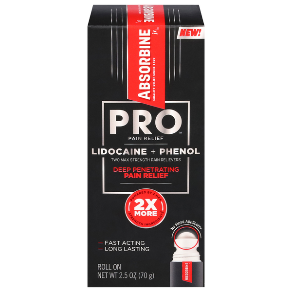 Absorbine Jr. Pro Lidocaine + Phenol 2 Max Strength Pain Relief Roll On