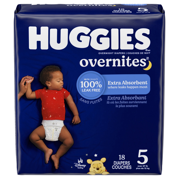 Huggies Overnites Size 5 Baby Diapers 27+ lb