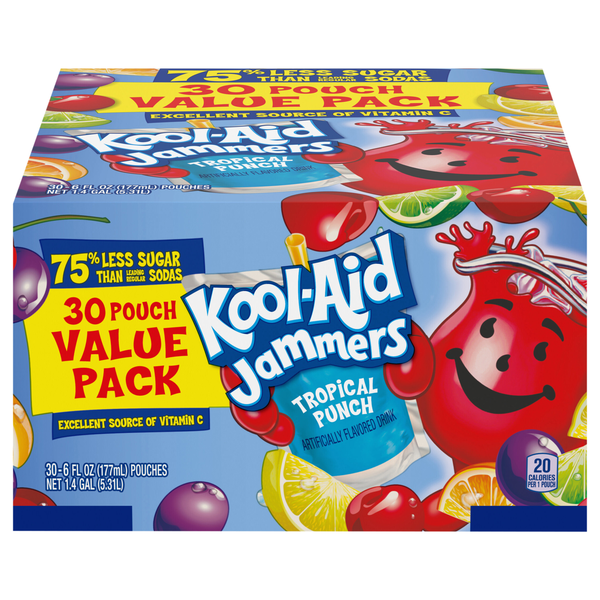 Kool-Aid Jammers Tropical Punch Juice Drink Pouches Value Pack - 30 pk