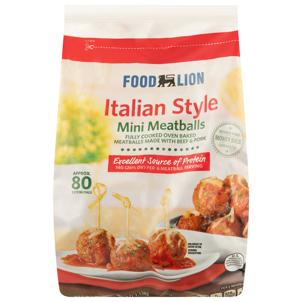 Food Lion Mini Italian Style Beef & Pork Meatballs Frozen