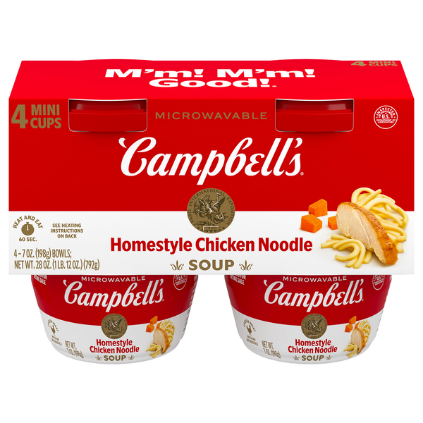 Campbell's Homestyle Chicken Noodle Soup Microwavable Mini Cups - 4 ct