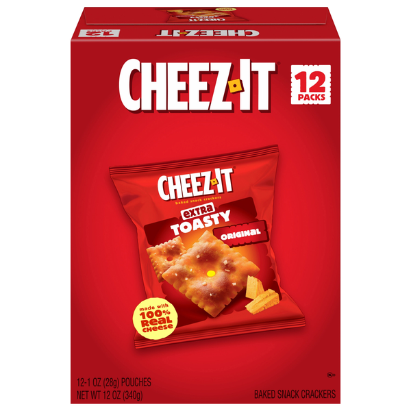 Cheez-It Extra Toasty Baked Cheese Crackers Packs - 12 ct