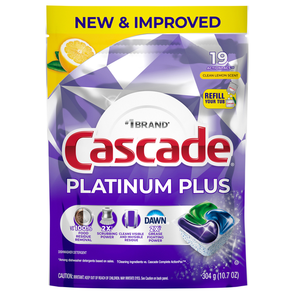 Cascade Platinum Plus Dawn Clean Lemon Dishwasher Detergent ActionPacs