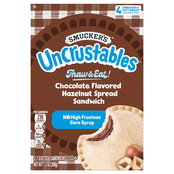 Smucker's Uncrustables Chocolate Flavored Hazelnut Spread Sandwich - 4 ct