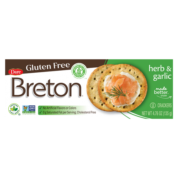 Dare Breton Gluten Free Herb & Garlic Crackers
