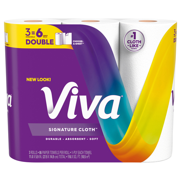 Viva Signature Cloth Choose-A-Sheet Double Rolls 1-Ply Paper Towels - 3 ct