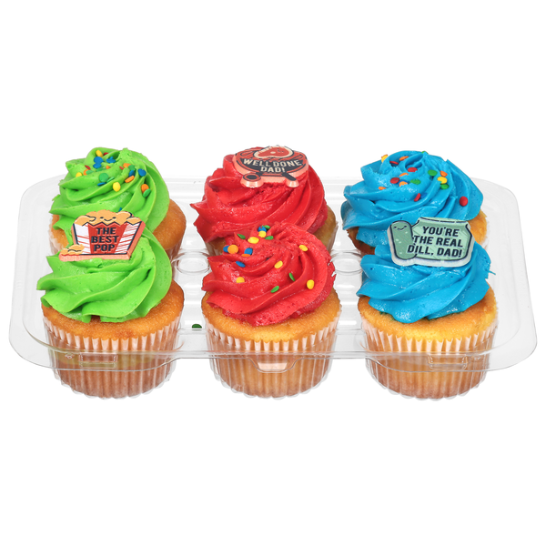 Food Lion Bakery Father's Day Yellow Cupcakes w/Trad Vanilla Icing - 6 ct
