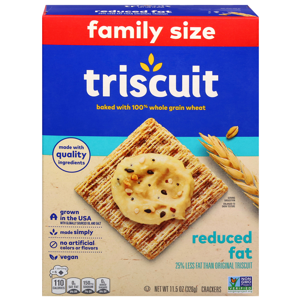 Triscuit Reduced Fat Vegan Whole Grain Wheat Crackers Family Size
