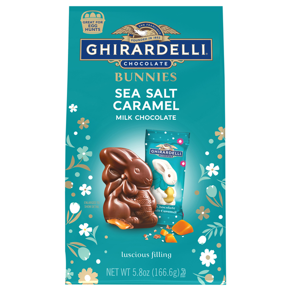 Save on Ghirardelli Milk Chocolate Sea Salt Caramel Bunnies Easter