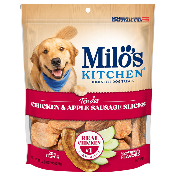 Milo's Kitchen Homestyle Chicken & Apple Sausage Slices Dog Treats