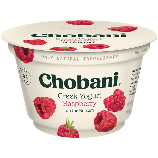 Save on Chobani Greek Yogurt Raspberry on the Bottom 0 Milk Fat Order