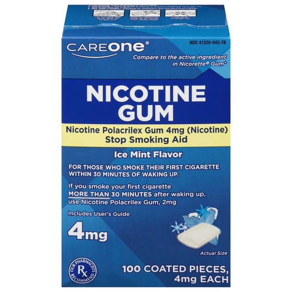 CareOne Nicotine Gum 4 mg Ice Mint Flavor